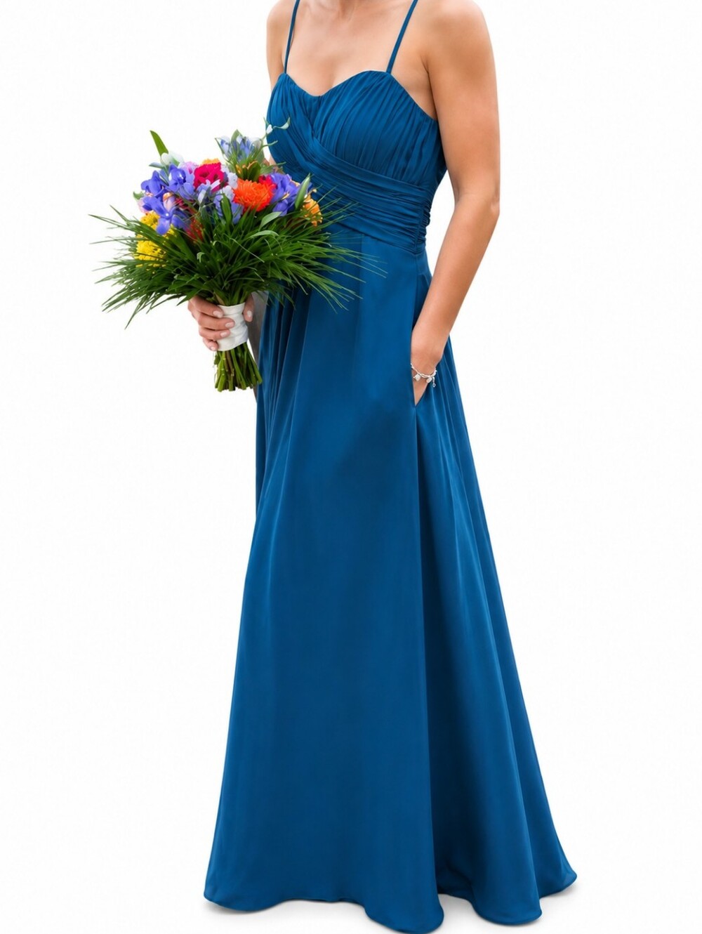 Dear Cleo Peacock Teal Formal Dress Pockets Worn Once Fits Size 0